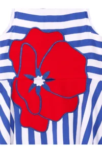 MSHB&G Striped Poppy Woven Floral Girl's Blue Summer Dress - Image 5