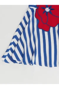 MSHB&G Striped Poppy Woven Floral Girl's Blue Summer Dress - Image 6