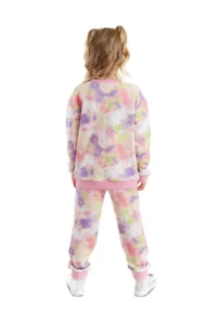 MSHB&G Unicorn Batik Patterned Kangaroo Pocket Girl's Tracksuit Set - Image 2