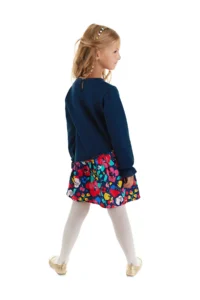 MSHB&G Floral, Leopard, Ruffled Navy Blue Girl's Dress - Image 2