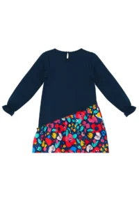 MSHB&G Floral, Leopard, Ruffled Navy Blue Girl's Dress - Image 4