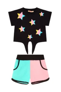 MSHB&G Colorful Star Girls' Summer T-Shirt Shorts Set - Image 3
