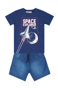 MSHB&G Space Boys' T-Shirt DENIM Shorts Set - Image 3
