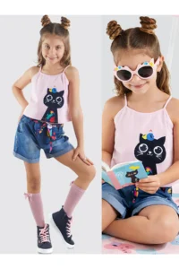 MSHB&G Flower Garden Girls' T-Shirt DENIM Shorts Set
