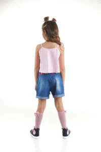 MSHB&G Flower Garden Girls' T-Shirt DENIM Shorts Set - Image 2