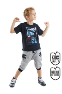 MSHB&G T-rex Info Boys' T-Shirt Capri Shorts Set