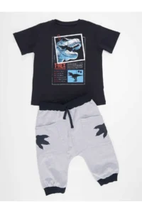 MSHB&G T-rex Info Boys' T-Shirt Capri Shorts Set - Image 3