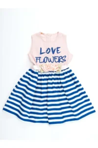 MSHB&G Floral Striped Girls' Pink Summer Dress - Image 4