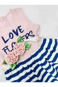 MSHB&G Floral Striped Girls' Pink Summer Dress - Image 6