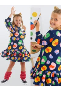 MSHB&G Colorful Floral Girls' Navy Blue Dress