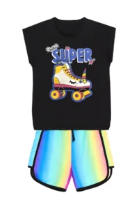 MSHB&G Unicorn Paten Girls' Summer T-Shirt Shorts Set - Image 3