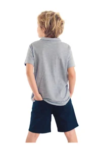 MSHB&G Shark Boy's Summer Polo Neck T-shirt Gabardine Shorts Set - Image 2