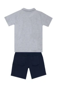 MSHB&G Shark Boy's Summer Polo Neck T-shirt Gabardine Shorts Set - Image 4