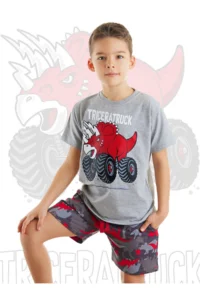 MSHB&G Triceratruck Red Boy's Summer T-shirt Shorts Set