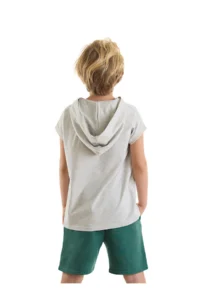 MSHB&G Animals Green Boy Hooded Summer T-shirt Shorts Set - Image 2