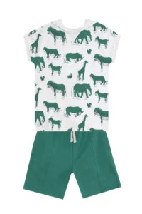 MSHB&G Animals Green Boy Hooded Summer T-shirt Shorts Set - Image 3