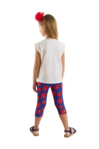 MSHB&G Frilly Red Poppy Girl's Summer T-shirt Tights Set - Image 2