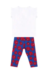 MSHB&G Frilly Red Poppy Girl's Summer T-shirt Tights Set - Image 4