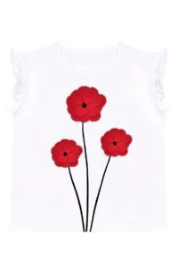 MSHB&G Frilly Red Poppy Girl's Summer T-shirt Tights Set - Image 5