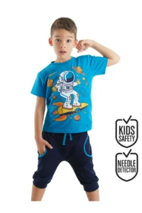 MSHB&G Astronaut Navy Blue Boy's Summer T-shirt Capri Shorts Set