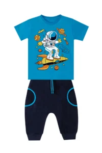 MSHB&G Astronaut Navy Blue Boy's Summer T-shirt Capri Shorts Set - Image 3