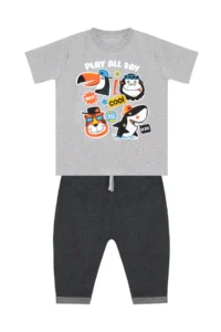 MSHB&G Cool Animals Black Boy's Summer T-shirt Capri Shorts Set - Image 3