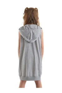 MSHB&G We Rock Gray Melange Hooded Pocket Sleeveless Girls' Dress - Image 2