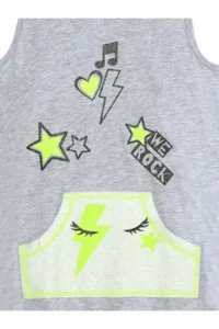 MSHB&G We Rock Gray Melange Hooded Pocket Sleeveless Girls' Dress - Image 5