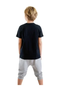 MSHB&G Catch Wave Shark Navy Blue Boy's Summer T-shirt Capri Shorts Set - Image 2