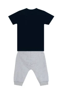 MSHB&G Catch Wave Shark Navy Blue Boy's Summer T-shirt Capri Shorts Set - Image 4