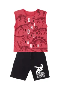 MSHB&G Dinosaur Expert Boy's Summer Sleeveless T-shirt Shorts Set - Image 3