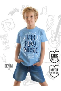 MSHB&G Let's Play Navy Blue Boy's Summer T-shirt Denim Shorts Set