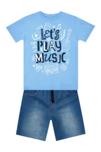 MSHB&G Let's Play Navy Blue Boy's Summer T-shirt Denim Shorts Set - Image 3