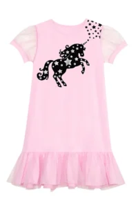 MSHB&G Starry Unicorn Girl's Pink Tulle Frilly Summer Dress - Image 3