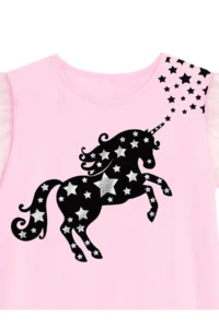 MSHB&G Starry Unicorn Girl's Pink Tulle Frilly Summer Dress - Image 5