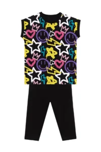 MSHB&G Street Style Girls' Summer T-Shirt Leggings Set - Image 3
