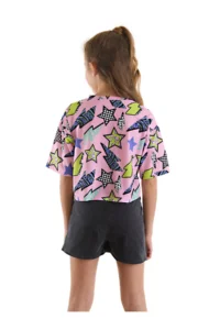 MSHB&G Star and Lightning Girl's Summer T-shirt Denim Shorts Set - Image 2
