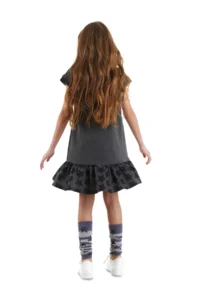 MSHB&G Starry Unicorn Ruffled Girl's Summer Gray Dress - Image 2