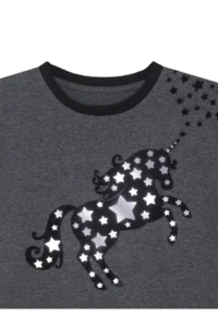 MSHB&G Starry Unicorn Ruffled Girl's Summer Gray Dress - Image 5