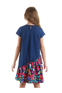 MSHB&G Floral Leopard Girls' Summer Navy Blue Dress - Image 2