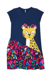 MSHB&G Floral Leopard Girls' Summer Navy Blue Dress - Image 3