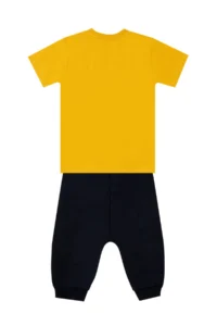 MSHB&G Lion Yellow Boy's Pocket Detailed Summer T-shirt Capri Shorts Set - Image 4