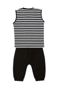 MSHB&G Skull Striped Boy's Summer T-shirt Capri Shorts Set - Image 4
