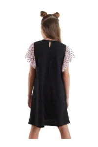MSHB&G Swan Girl's Tulle Frilled Polka Dot Black Dress for Girls - Image 2
