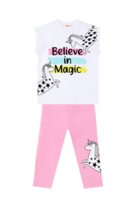 MSHB&G Believe in Magic Girl's Summer T-Shirt Tights Set - Image 3