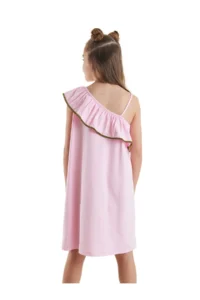MSHB&G Cat Girl Summer Frilled Combed Cotton Pink Girl Dress - Image 2
