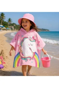Marte Home Marte Kids Girls' Hooded Beach&Banyo Poncho