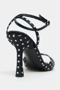 Nisantasi Shoes Julian Black Satin Puantiye Patterned Fiyonk Detailed Women Heels Shoes - Image 5