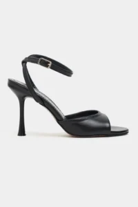 Nisantasi Shoes Charms Black MATTE Bilek Belt Detailed Women Thin Heels Shoes
