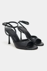 Nisantasi Shoes Charms Black MATTE Bilek Belt Detailed Women Thin Heels Shoes - Image 5